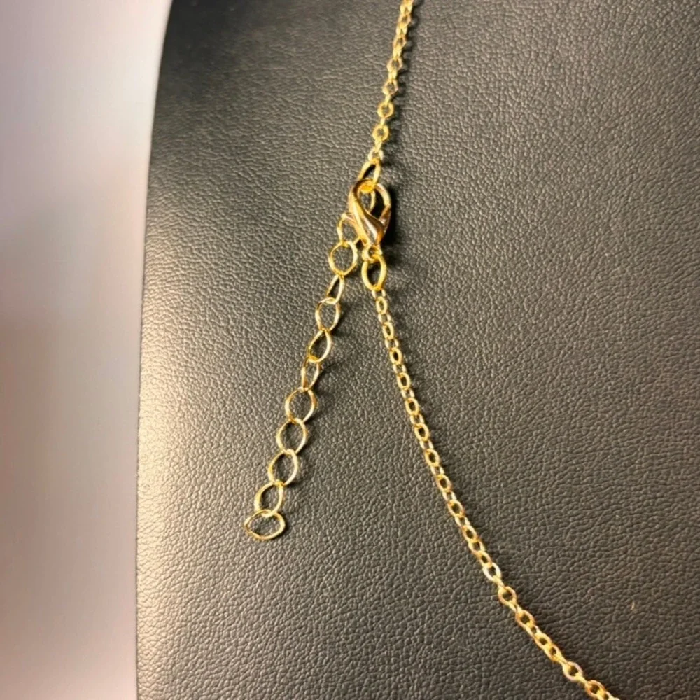 Pendant Necklace Gold Green Teardrop Floral Rose Bead Cottagecore Whimsygoth